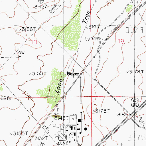 Topographic Map of Becker, NM