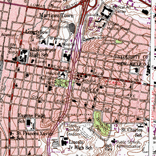 Topographic Map of Presbyterian Hospital, NM