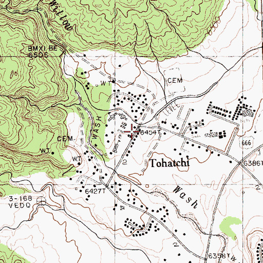 Topographic Map of Tohatchi Middle School, NM