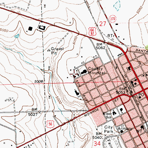 Topographic Map of Seventh Day Adventist Church, NM