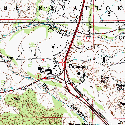 Topographic Map of Nuestra Senora de Guadalupe del Valle de Pojoaque, NM
