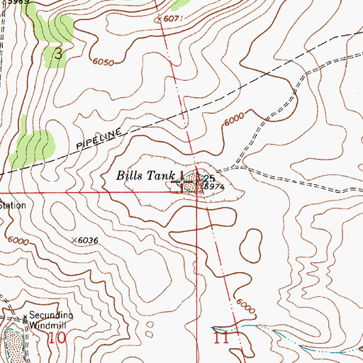 Topographic Map of Bills Tank, NM