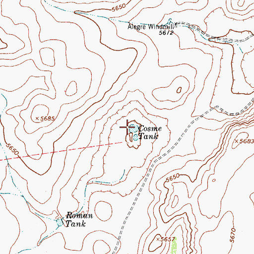 Topographic Map of Cosme Tank, NM