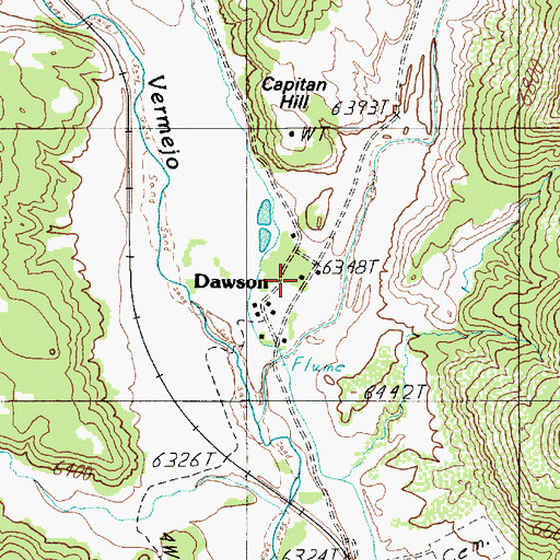 Topographic Map of Dawson (historical), NM