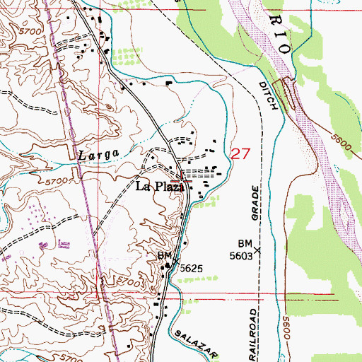 Topographic Map of La Plaza, NM