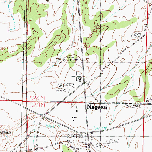 Topographic Map of Nageezi, NM