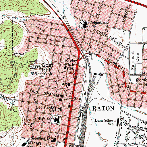 Topographic Map of Raton, NM