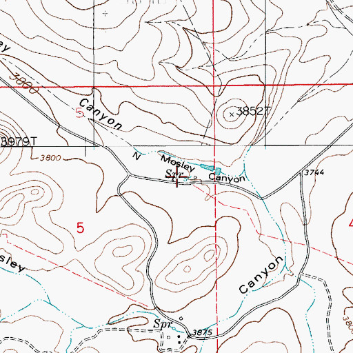 Topographic Map of Mosley Springs, NM