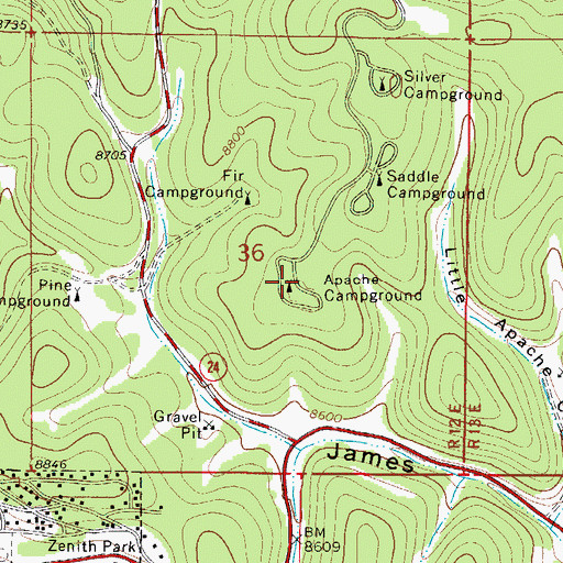 Topographic Map of Apache Campground, NM