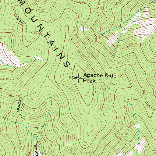 Topographic Map of Apache Kid Peak, NM