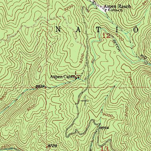 Topographic Map of Aspen Cabin, NM