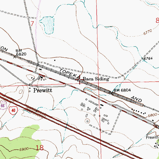 Topographic Map of Baca Siding, NM