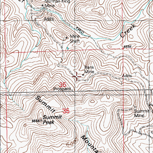 Topographic Map of Bank Mine, NM