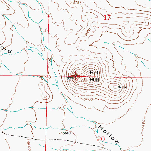 Topographic Map of Bell Hill, NM