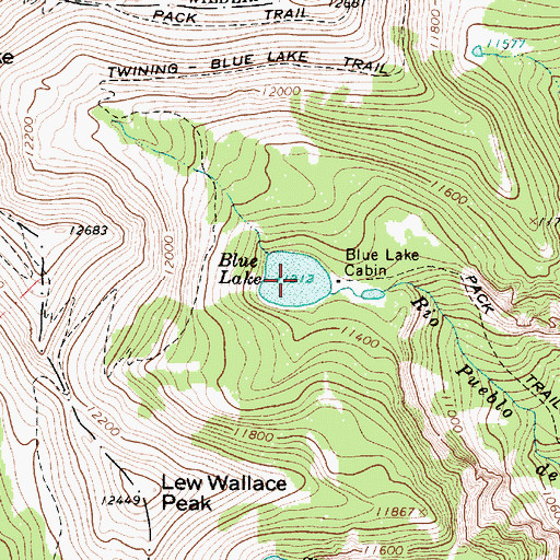 Topographic Map of Blue Lake, NM