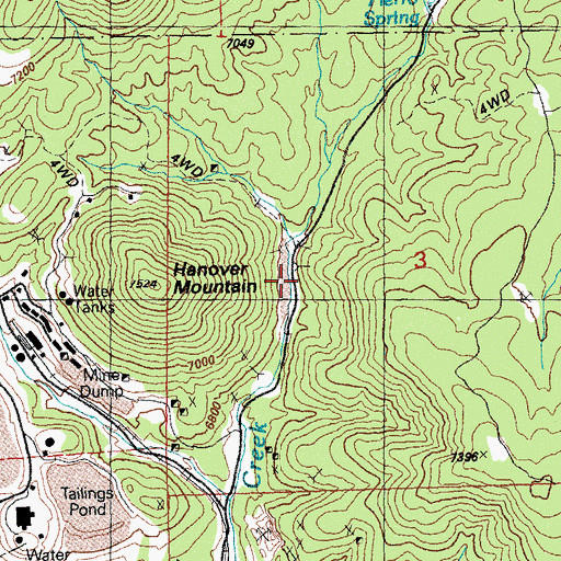 Topographic Map of Bluebell Tunnel, NM