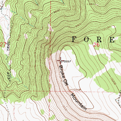 Topographic Map of Broke Off Mountain, NM
