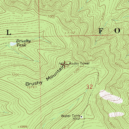 Topographic Map of Brushy Mountain, NM