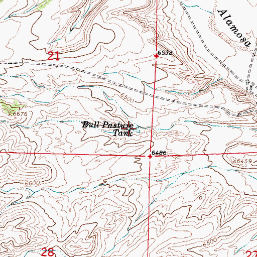 Topographic Map of Bull Pasture Tank, NM