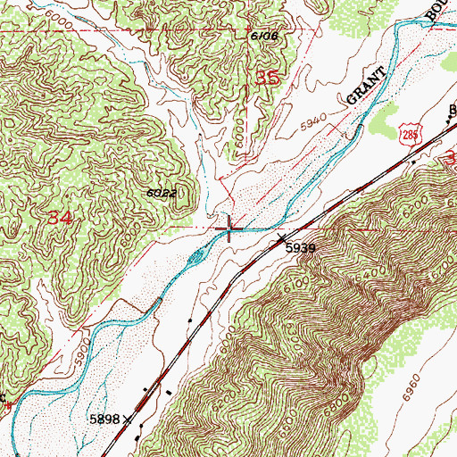 Topographic Map of Caada de la Cruz, NM