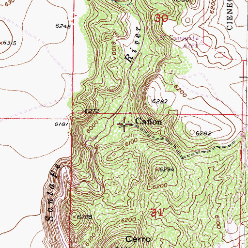 Topographic Map of Caon, NM