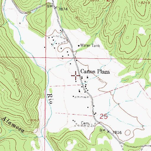 Topographic Map of Caon Plaza, NM