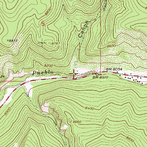 Topographic Map of Caon Tio Maes, NM