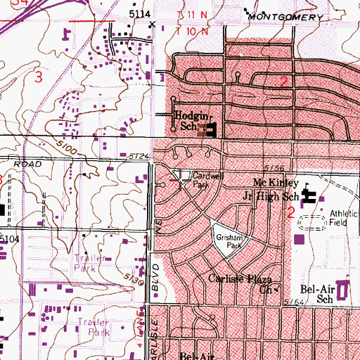 Topographic Map of Cardwell Park, NM