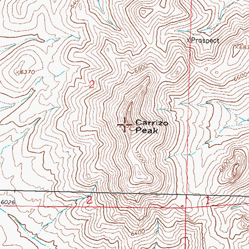 Topographic Map of Carrizo Peak, NM