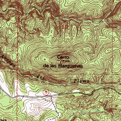 Topographic Map of Cerro de las Marquenas, NM