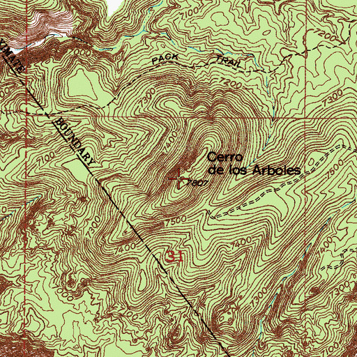 Topographic Map of Cerro de los Arboles, NM