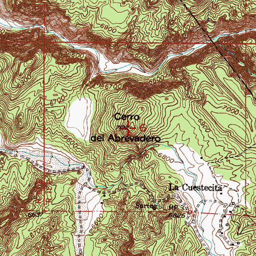 Topographic Map of Cerro del Abrevadero, NM