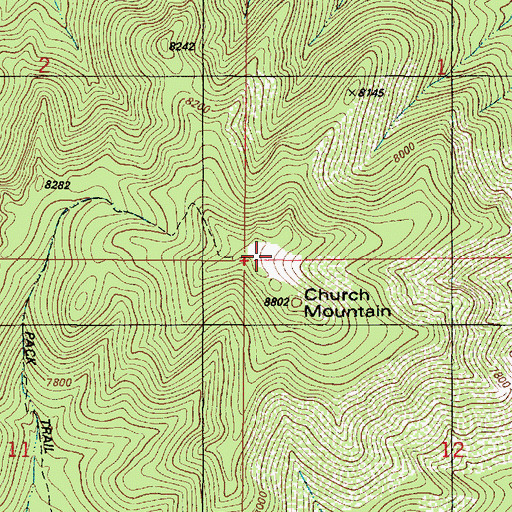 Topographic Map of Church Mountain, NM