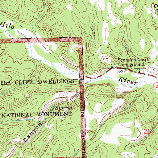 Topographic Map of Cliff Dweller Canyon, NM