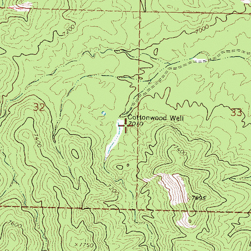 Topographic Map of Cottonwood Well, NM