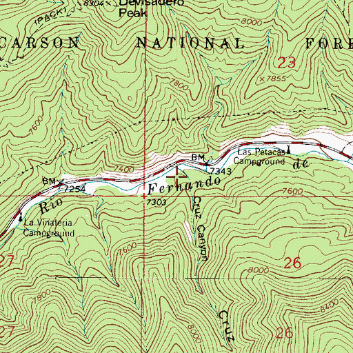 Topographic Map of Cruz Canyon, NM