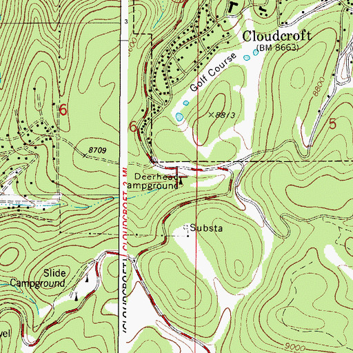 Topographic Map of Deerhead Campground, NM