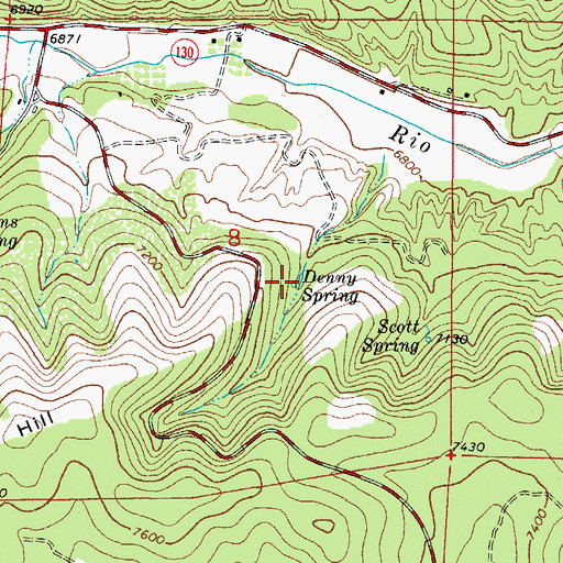 Topographic Map of Denny Spring, NM
