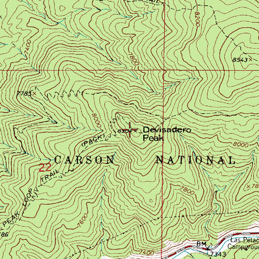 Topographic Map of Devisadero Peak, NM