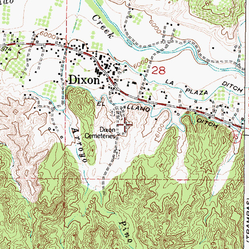Topographic Map of Dixon Cemetery, NM