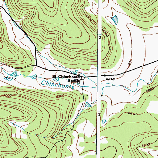 Topographic Map of El Chinchonte Ranch, NM