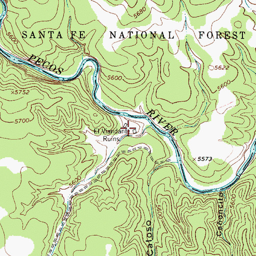 Topographic Map of El Viandante Ruins, NM
