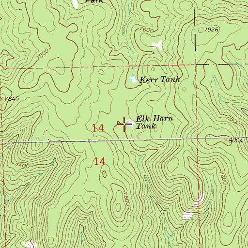 Topographic Map of Elk Horn Tank, NM
