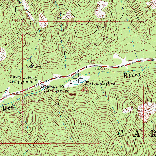 Topographic Map of Fawn Lakes, NM