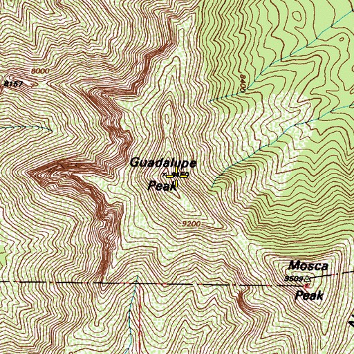 Topographic Map of Guadalupe Peak, NM