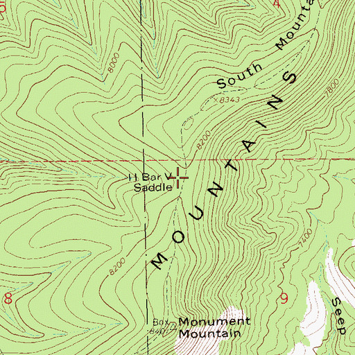 Topographic Map of H Bar V Saddle, NM