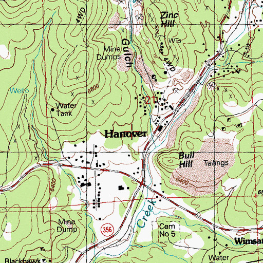 Topographic Map of Hanover, NM