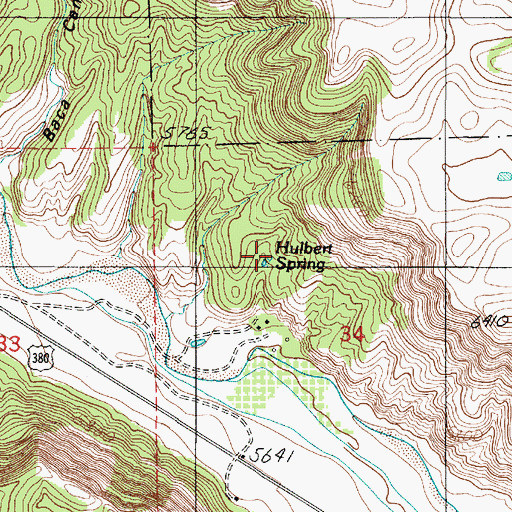 Topographic Map of Hulbert Spring, NM