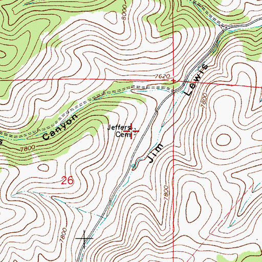 Topographic Map of Jeffers Cemetery, NM