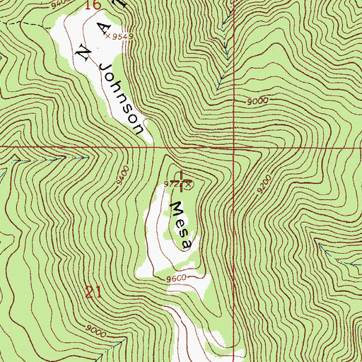 Topographic Map of Johnson Mesa, NM